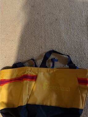 cotopaxi Yellow and Navy Tote with Red Stripe Accent